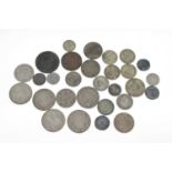 Quantity of George V and George IV silver coinage, bank token etc