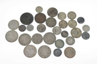 Quantity of George V and George IV silver coinage, bank token etc