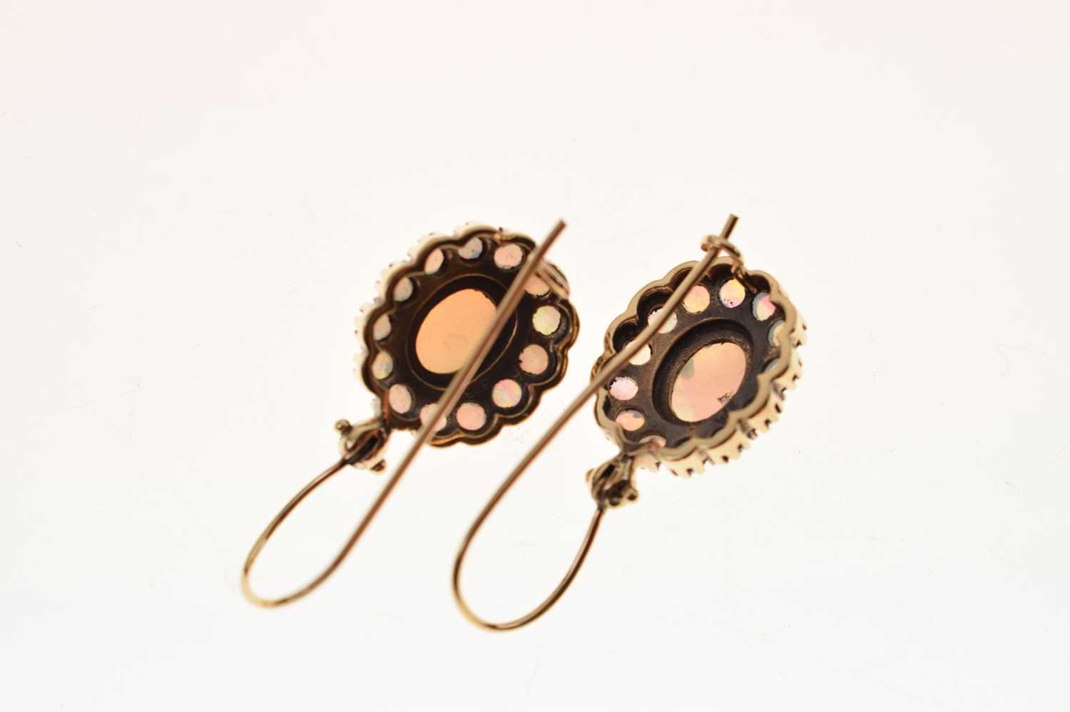 Pair of 9ct gold opal cluster earrings - Image 4 of 7