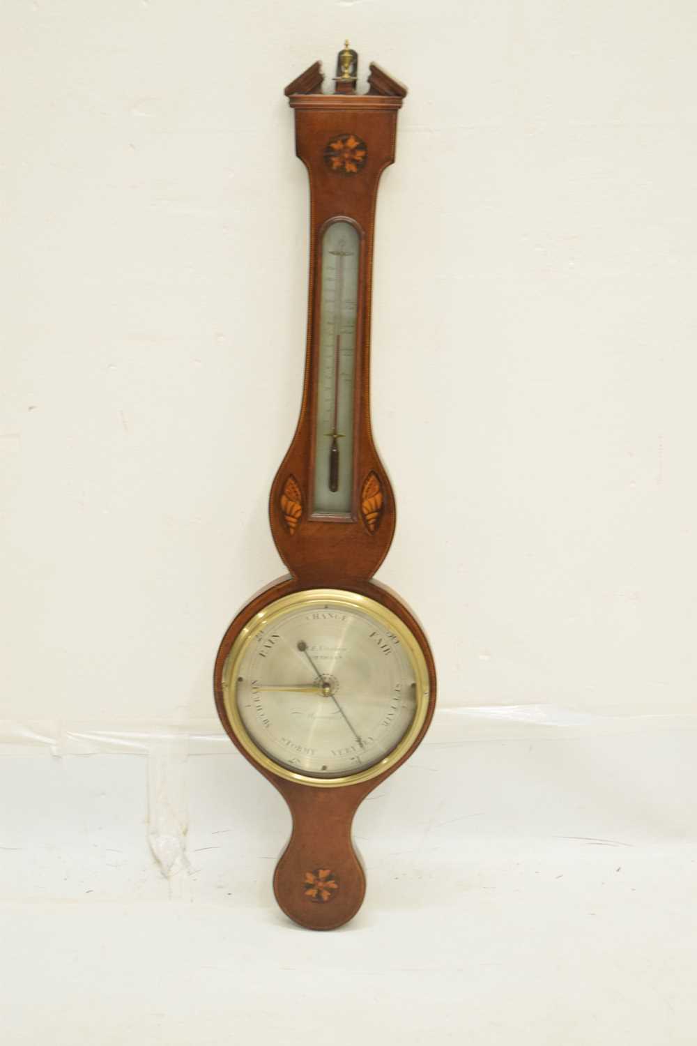 19th century inlaid wheel barometer, A.E Abraham Optician - Image 2 of 10