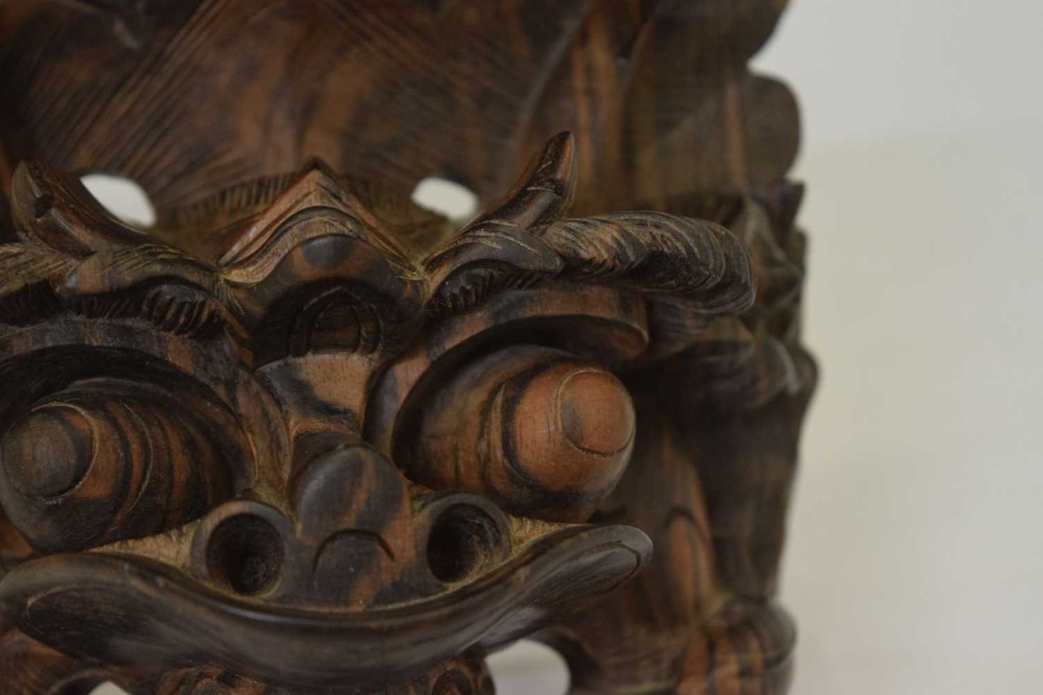 South East Asian carved wooden dragon mask - Image 5 of 7