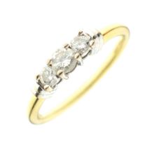 Diamond three-stone 18ct gold ring