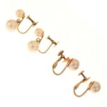 Two pairs of pearl earrings