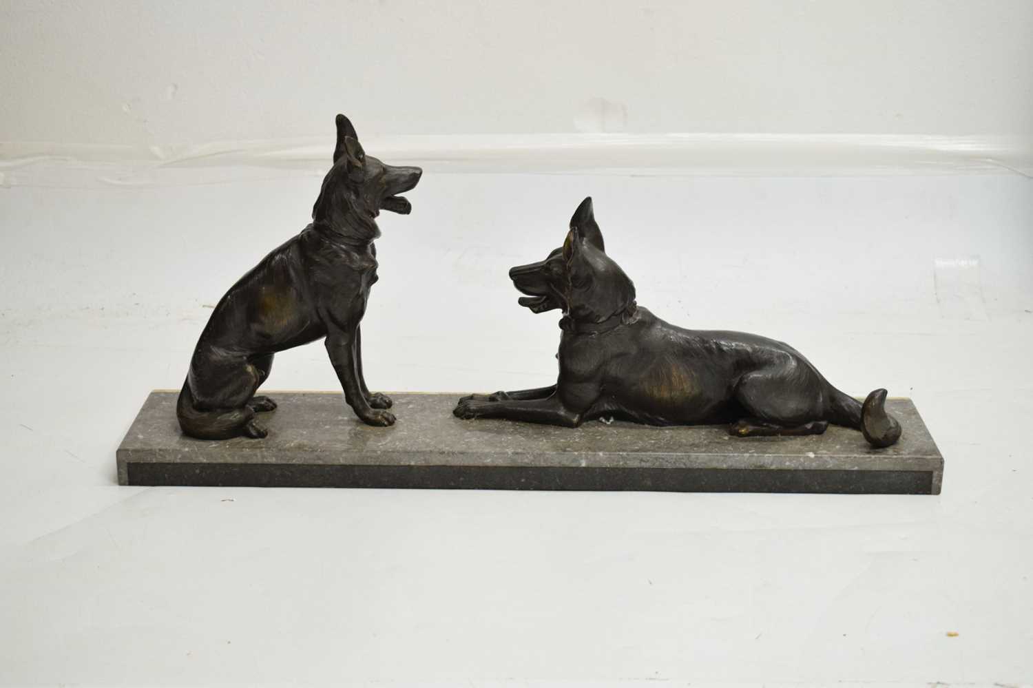 Art Deco bronzed figure group of Alsatians/German Shepherds - Image 2 of 8