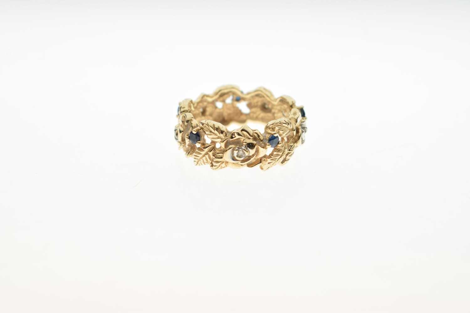 Sapphire and diamond '14K' gold ring - Image 2 of 6