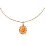 9ct gold amber cabochon pendant