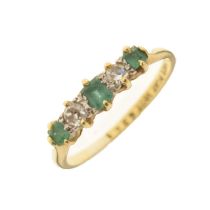Diamond and emerald 18ct gold ring