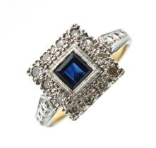 Sapphire and diamond 18ct yellow and white gold ring