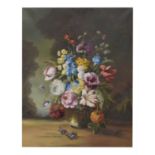 20th century oil on canvas - Still life with flowers