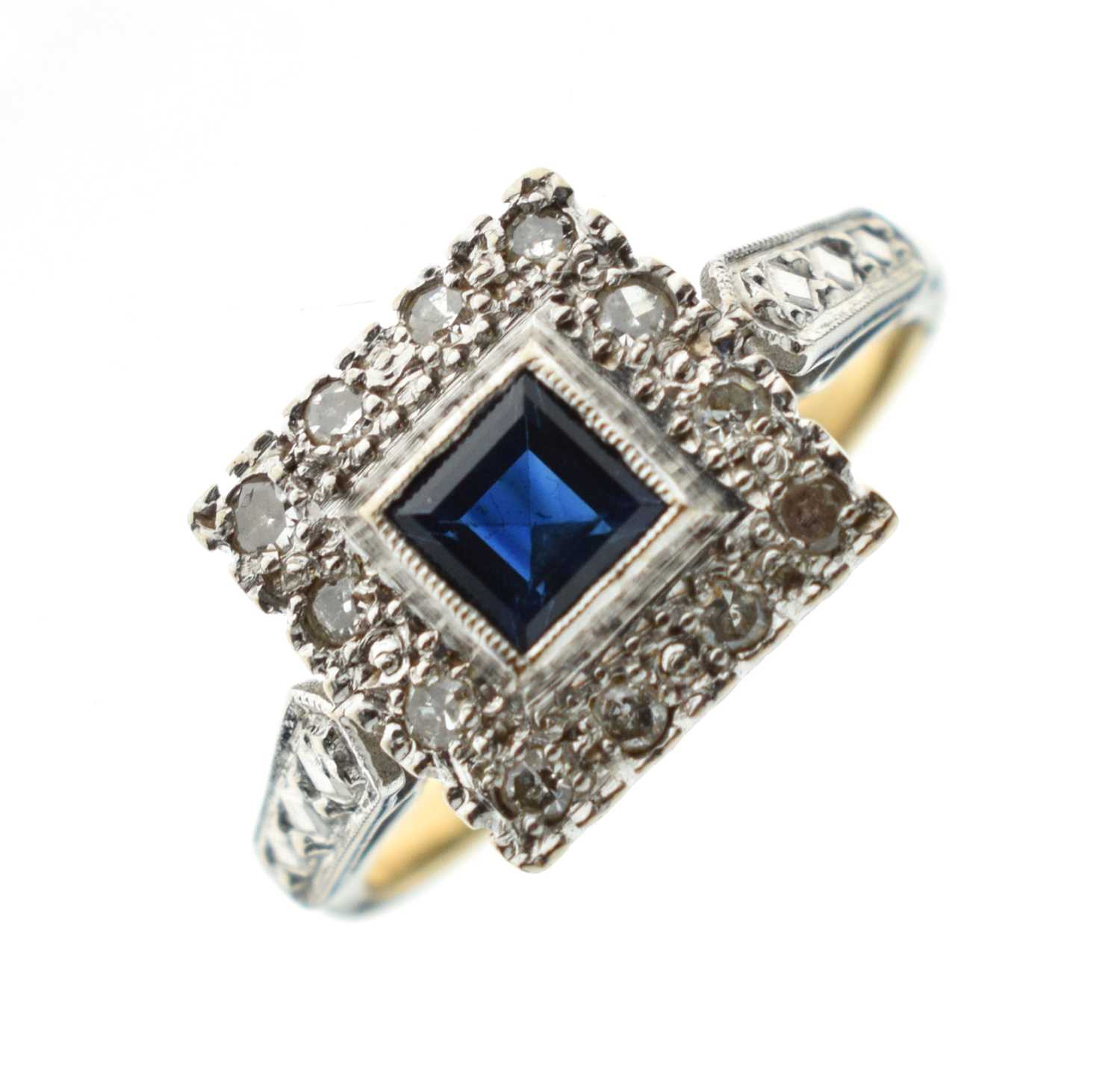 Sapphire and diamond 18ct yellow and white gold ring