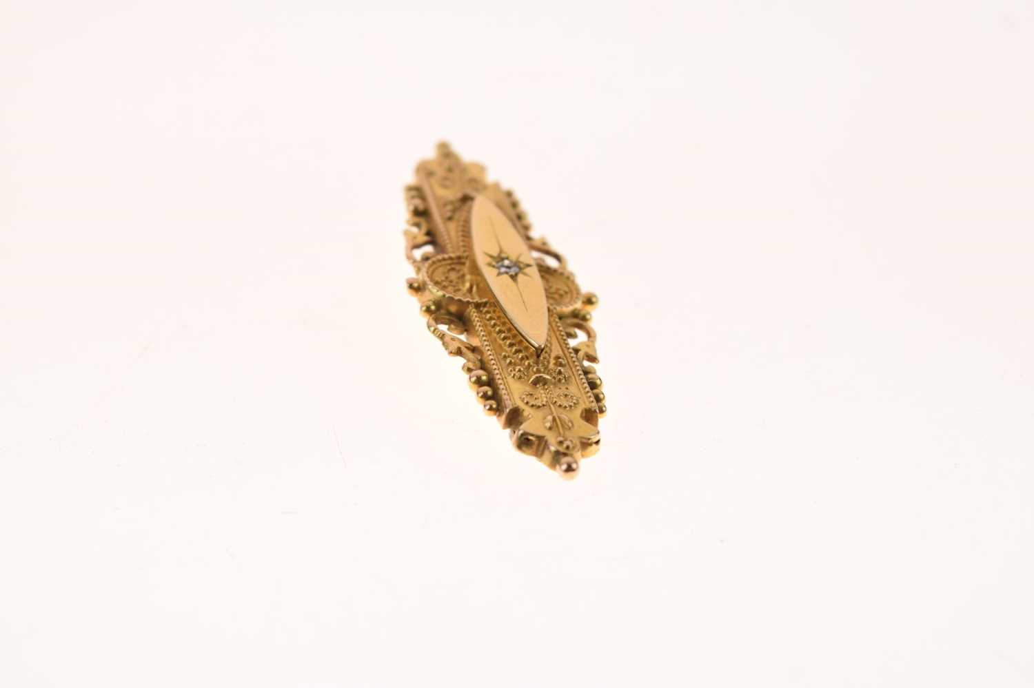 19th century brooch set single diamond, stamped '15ct' - Image 4 of 6