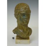 Museum copy tinted resin bust of Charioteer of Delphi