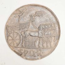 Roman-style plaster relief plaque after the Antique 'SPQR'