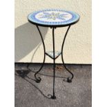 Mosaic topped metal two-tier patio table
