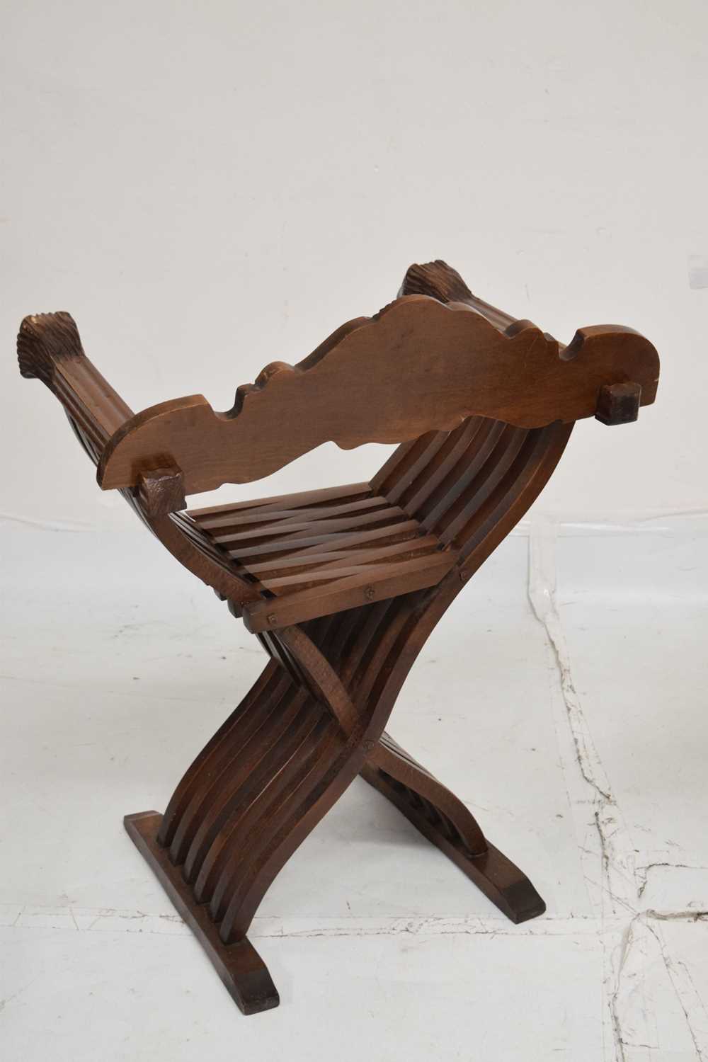 Pair of mahogany X frame folding thrones - Image 8 of 10