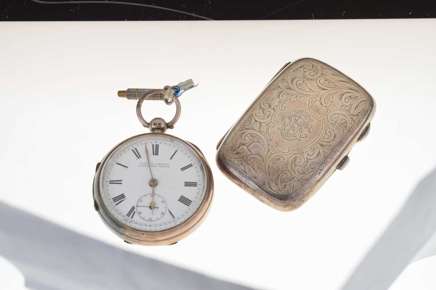 Late Victorian silver cased open-face pocket watch and an Edwardian cigarette case - Image 2 of 10