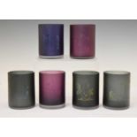 Set of six hand-blown glass vases or candle jars, made by the Original Perfume Bottle Company
