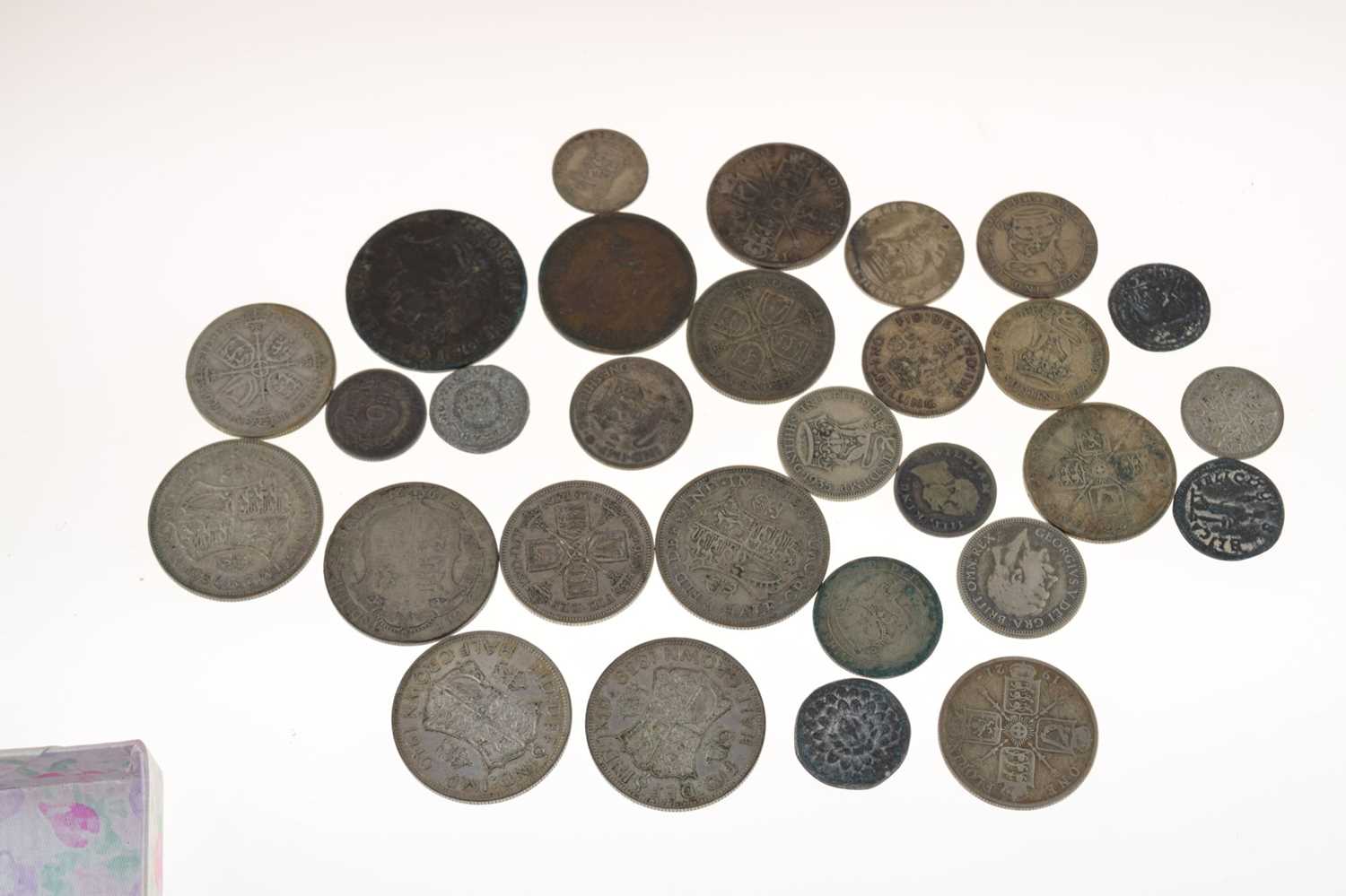 Quantity of George V and George IV silver coinage, bank token etc - Image 2 of 7