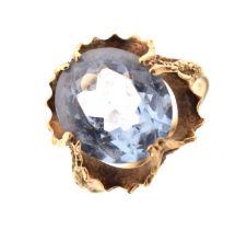 9ct gold blue topaz single-stone dress ring