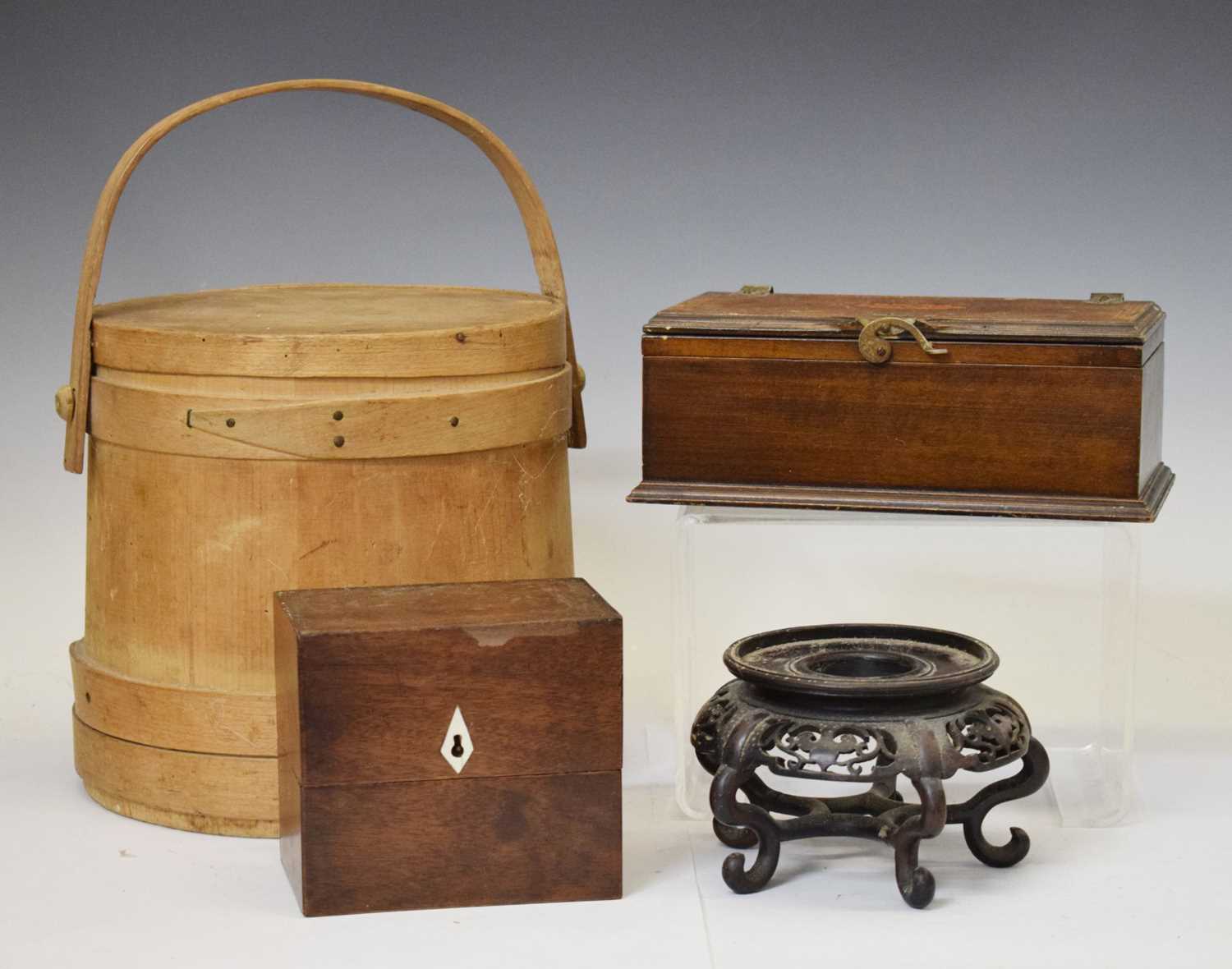 Small 19th century mahogany box, vase stand, etc