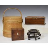 Small 19th century mahogany box, vase stand, etc