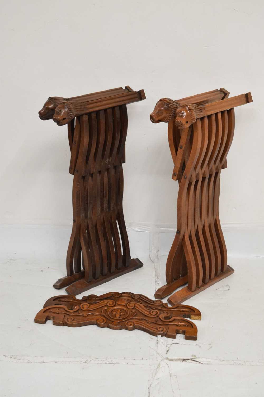 Pair of mahogany X frame folding thrones - Image 10 of 10