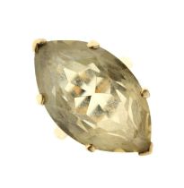 9ct gold dress ring set large marquise-shaped pale yellow topaz-coloured stone