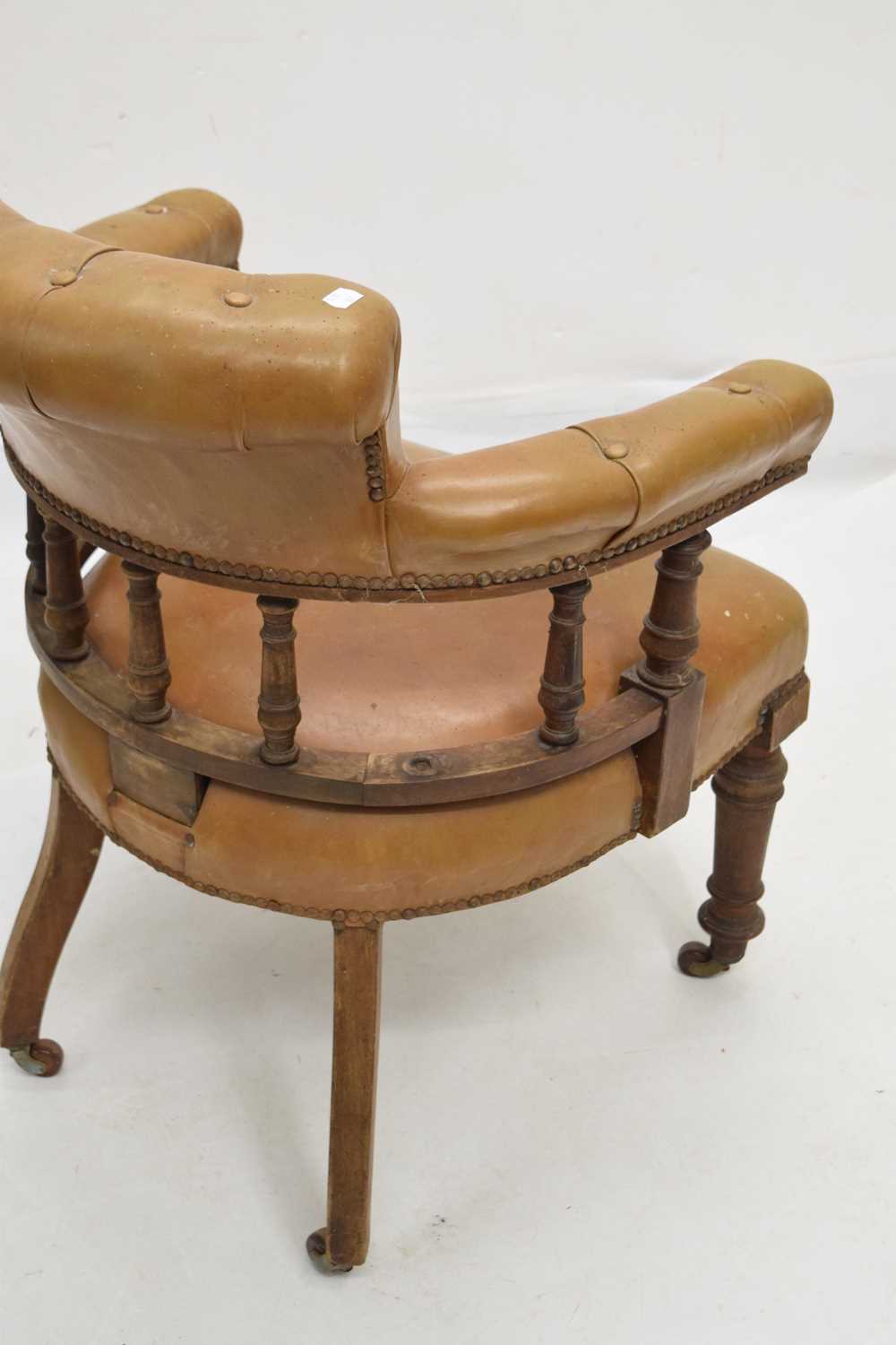 Early 20th century button upholstered smoker's bow-type chair - Image 3 of 8