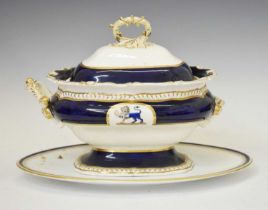 Armorial tureen and Derby monogrammed dish
