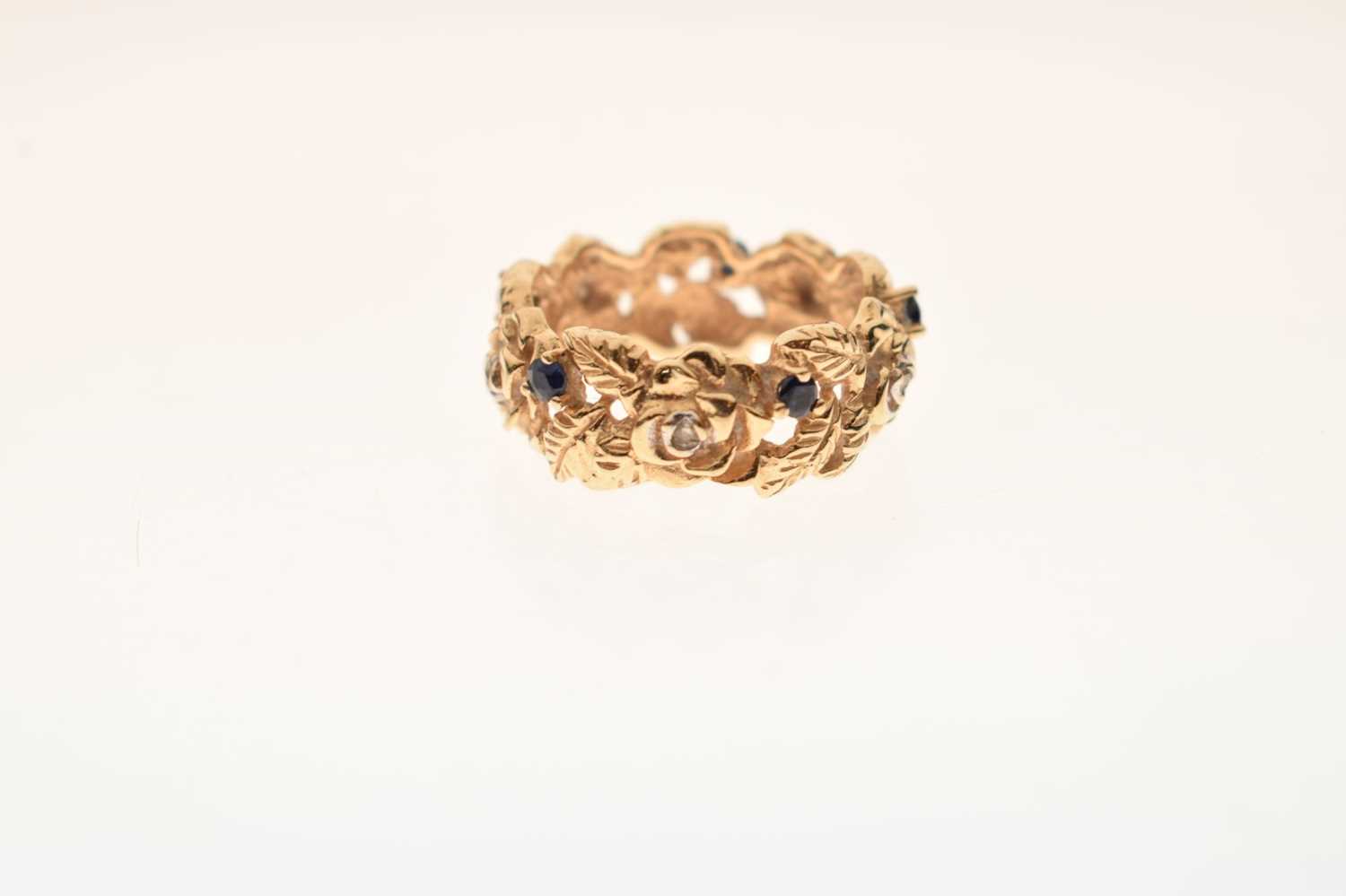 Sapphire and diamond '14K' gold ring - Image 5 of 6