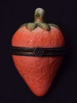 Novelty snuff or pill box in the form of a strawberry