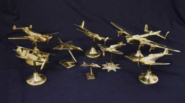 Collection of brass aeroplane models