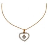 9ct gold diamond set heart-shaped pendant necklace