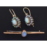 Pair of 9ct gold opal cluster earrings