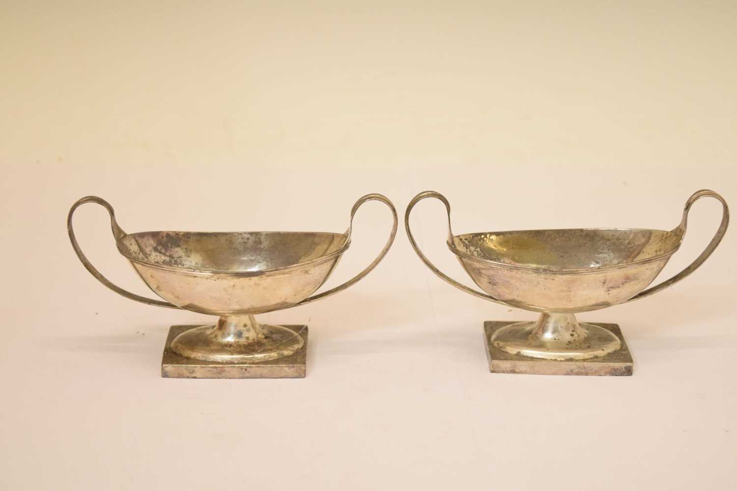 Pair of George VI silver salts and a pair of Victorian silver pepperettes - Image 7 of 9