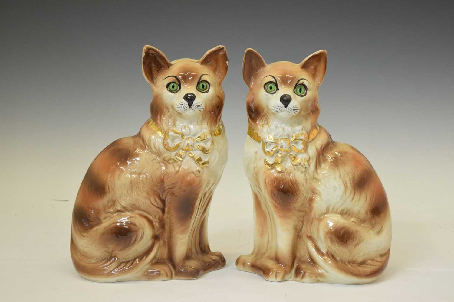 Pair of Staffordshire fireside cats - Image 2 of 10