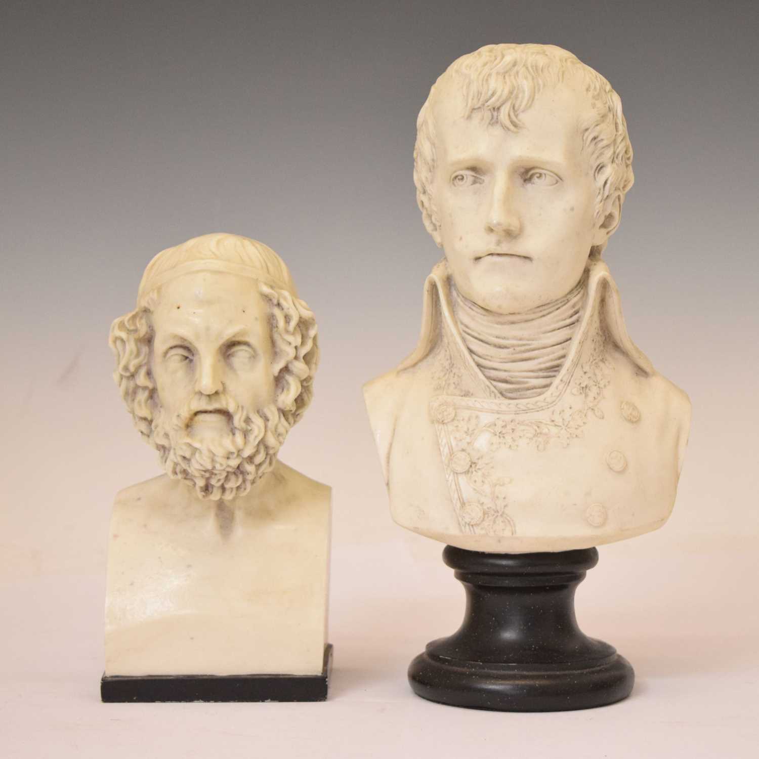 Resin busts of Napoleon and Homer