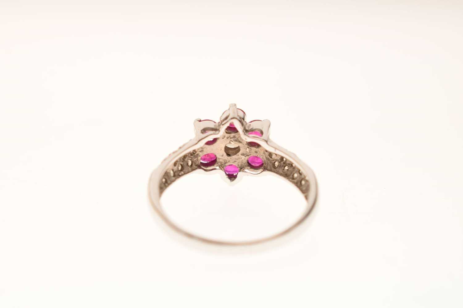 Ruby and diamond daisy cluster ring - Image 3 of 6
