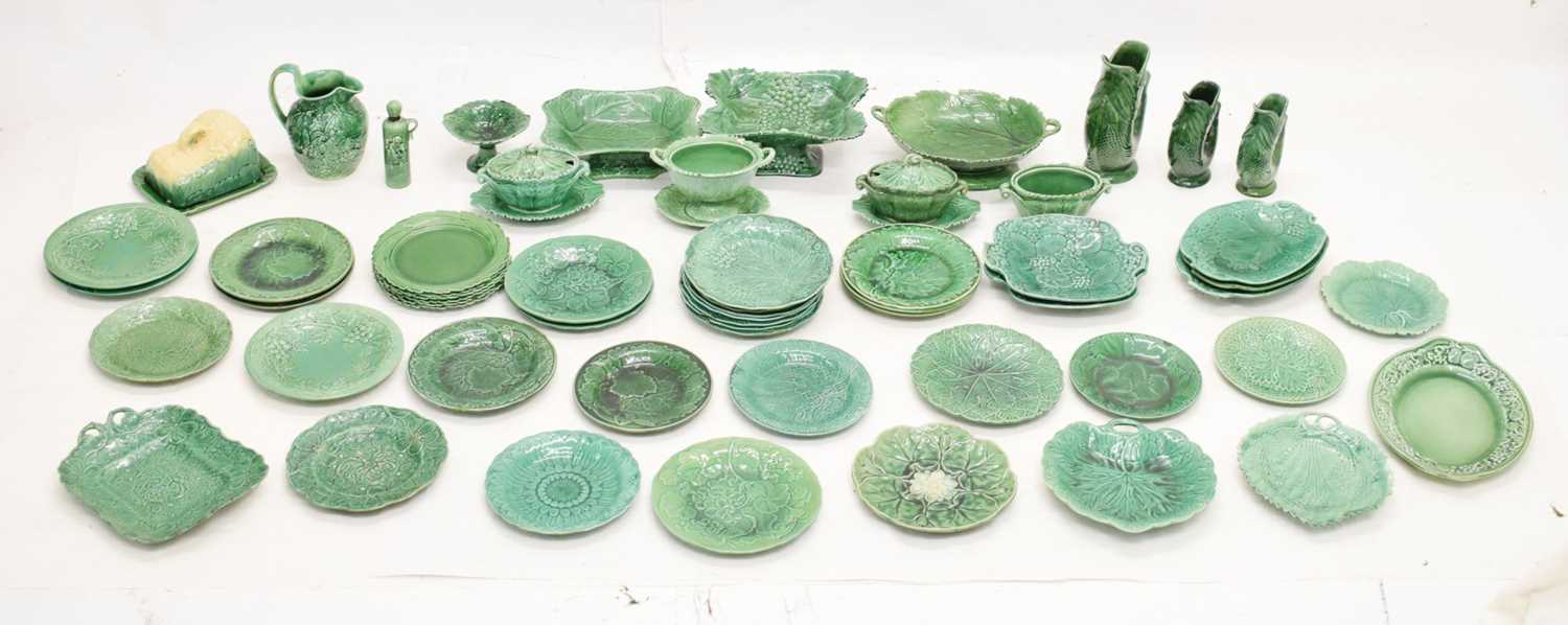 Large quantity of 19th century Majolica 'Cabbage Ware', etc