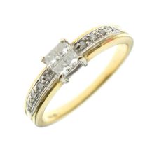 18ct gold invisible set princess cut diamond ring