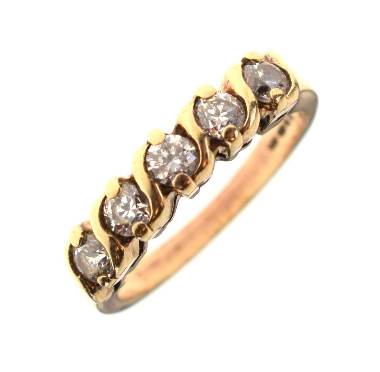 9ct gold cubic zirconia five-stone ring