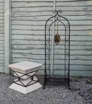 Stone effect resin low table in the form of a ruined pillar