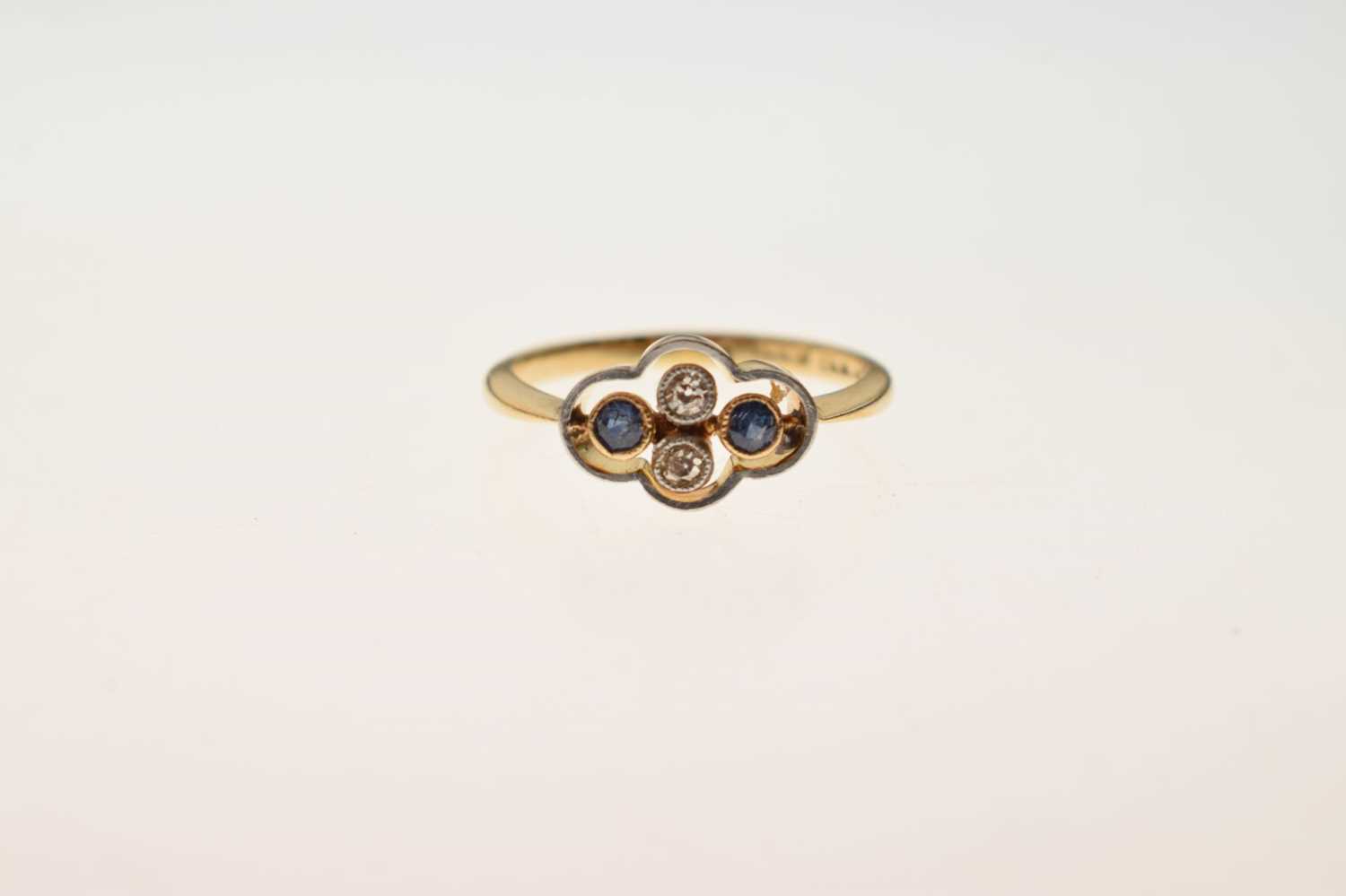 Early 20th century sapphire and diamond '18ct' gold ring - Image 2 of 6