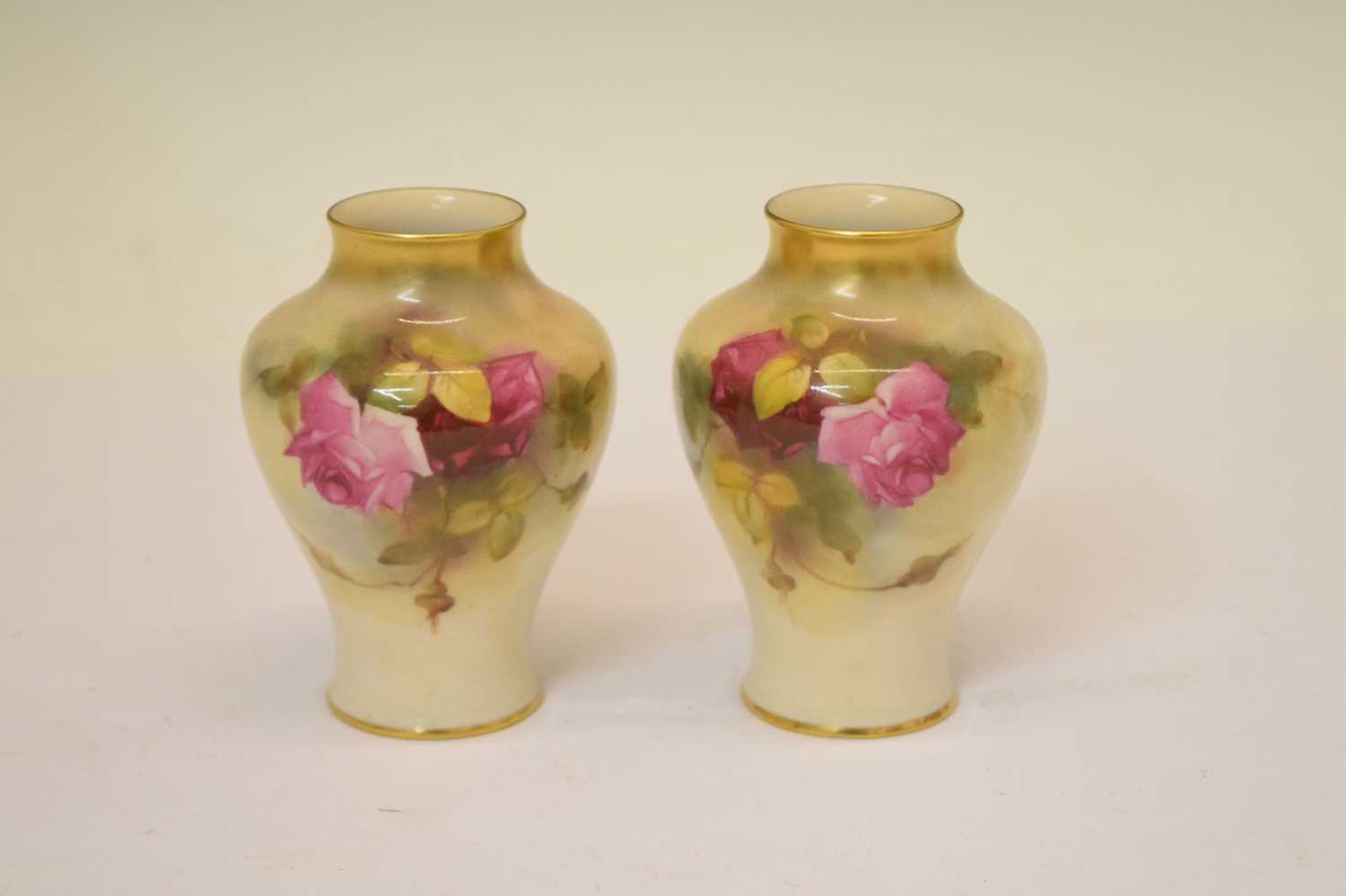 Pair of small Royal Worcester vases and a Royal Worcester 'Nun' candle snuffer - Image 5 of 8