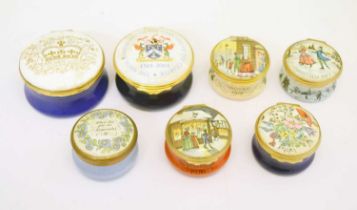 Group of Halcyon Days and other enamel boxes