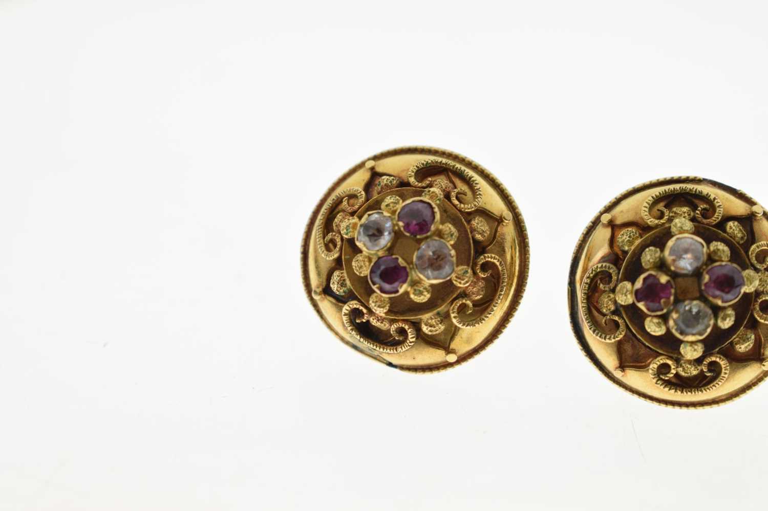 Pair of Victorian garnet and white stone earrings - Image 4 of 7