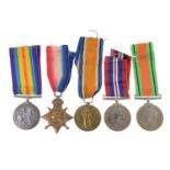 British First World War medal trio and Second World War medal pair