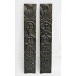 Pair of carved oak Atlantes or figural pilasters