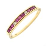 Ruby and diamond 18ct gold channel set ring