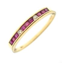 Ruby and diamond 18ct gold channel set ring